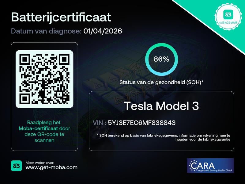 Tesla Model 3 Performance AWD 486pk 75 kWh 87% SoH FACELIFT, Automaat, Gebruikt, Zwart, Blauw