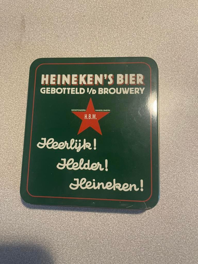 Blikje met oude heineken viltjes, Ophalen, Nieuw, Merk