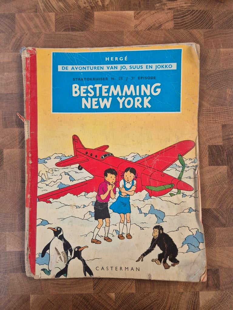 Jo, Suus en Jokko - Bestemming New York (Hergé), Boeken, Stripboeken, Eén stripboek, Ophalen of Verzenden, Gelezen, Hergé