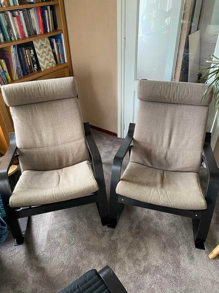 Poäng schommelstoelen met voetenbankje, Ophalen, Gebruikt, Twee, Overige kleuren