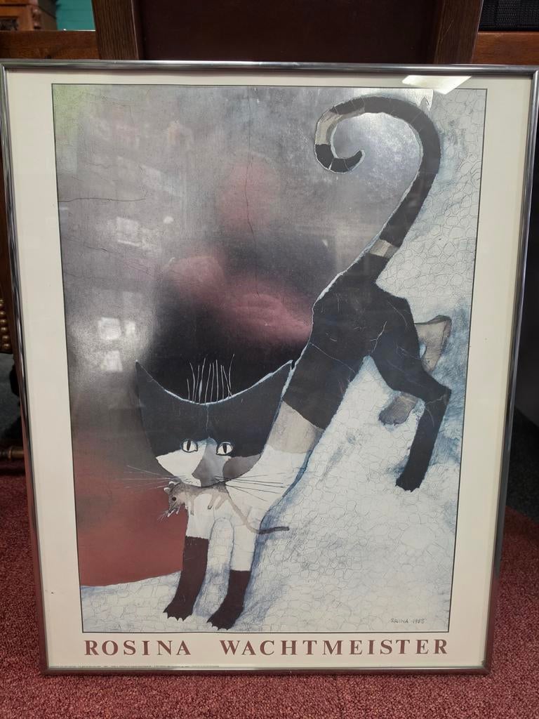 Rosina Wachtmeister Kattenposter - Zwart-wit met muis, Ophalen of Verzenden