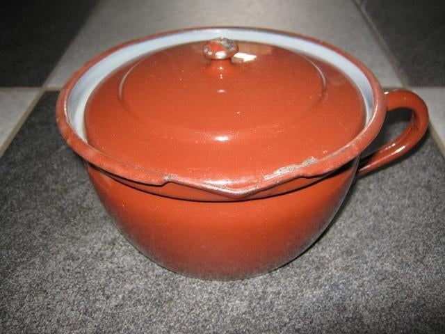 bruin emaille jacoba pannetje, doorsnee 15cm, Ophalen of Verzenden