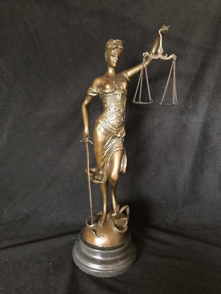 Vrouwe Justitia , groot 40 cm, Mayer, brons, Ophalen of Verzenden, Brons, Beeld