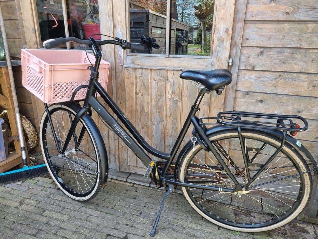 Pointer Noflik ride damesfiets - zwart met roze kratje, Terugtraprem, Gebruikt, Versnellingen, Ophalen