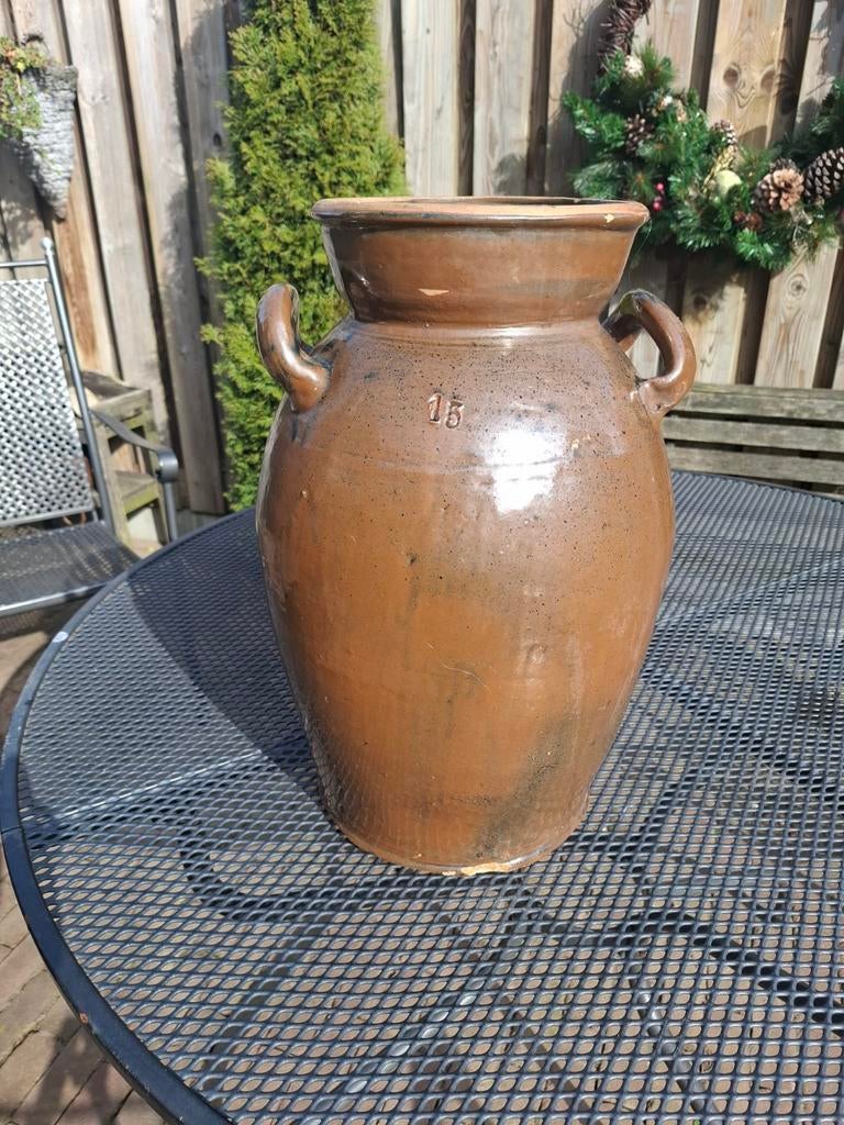 Mooie vintage aardewerken kruik - 45 cm hoog, Antiek en Kunst, Antiek | Vazen, Ophalen of Verzenden