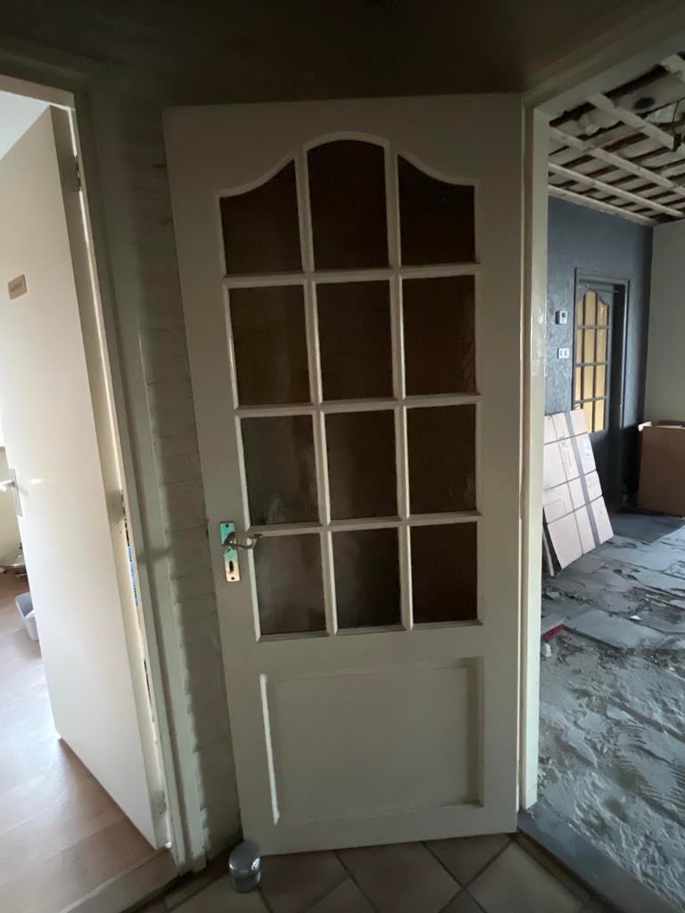 2x Deur met raampjes 200x82 - likje verf nodig, Ophalen, Gebruikt, 80 tot 100 cm, Binnendeur