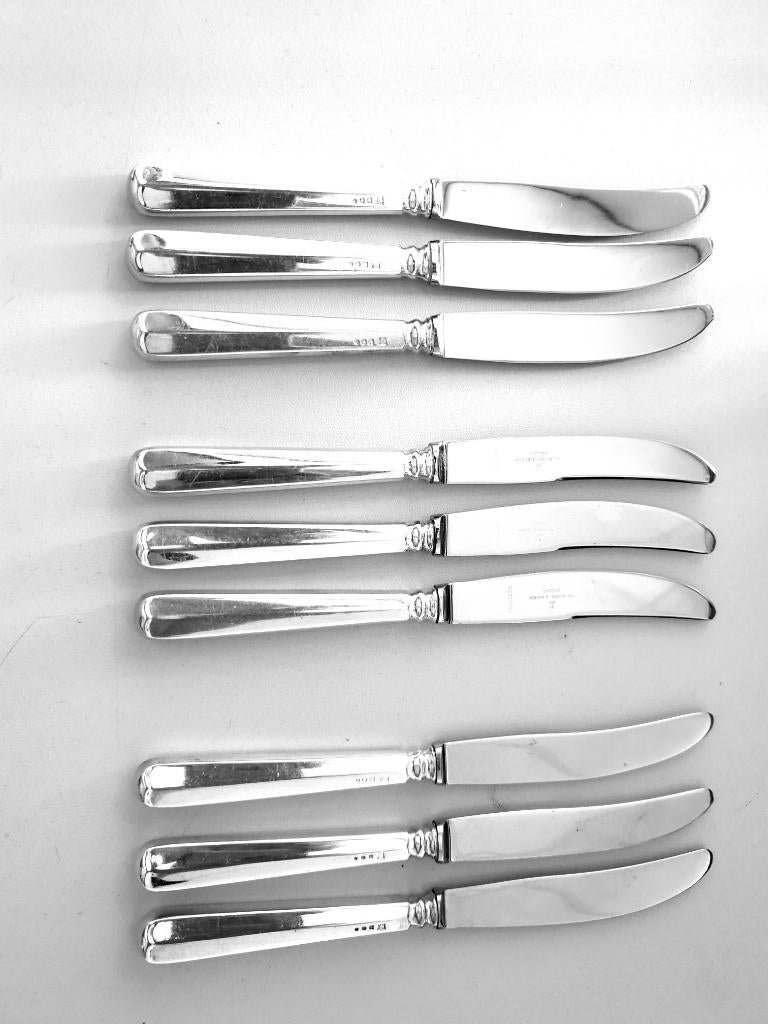 9 Zilveren Fruitmesjes model Haags Lofje NIEUW, Antiek en Kunst, Antiek | Bestek, Ophalen of Verzenden