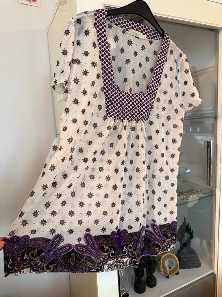 Witte blouse met paarse print maat 42 Bonaparte, Ophalen of Verzenden, Zo goed als nieuw, Maat 42/44 (L), Wit