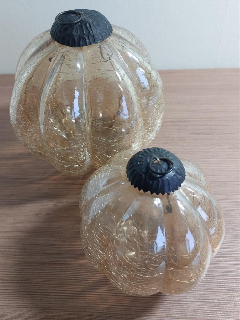 kerstbal / heksenbal glas craquele goud dia 14cm, Diversen, Kerst, Ophalen of Verzenden, Zo goed als nieuw