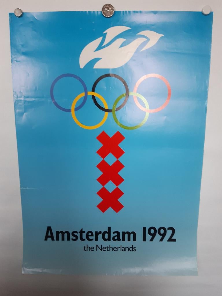 Originele poster Olympische Spelen Amsterdam 1992, Verzamelen, Posters, Verzenden, A4 of kleiner, Reclame, Rechthoekig Staand