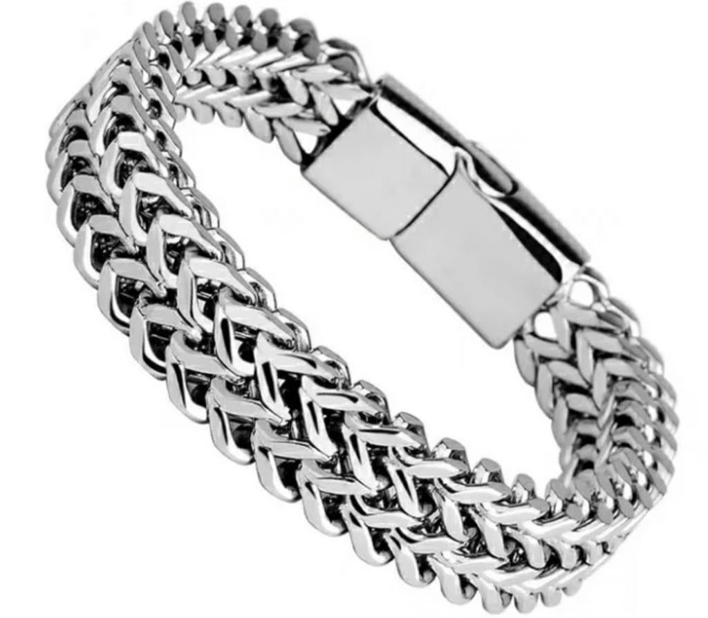 Stoere stainless steel herenarmband, Staal, Ophalen of Verzenden, Sieraadspecialist, Nieuw