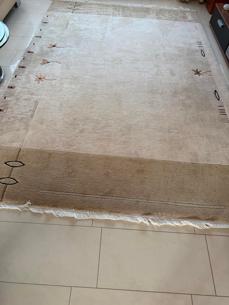 Groot handgeknoopt tapijt uit Nepal - 204x303 cm, Ophalen, Gebruikt, Beige, 200 cm of meer