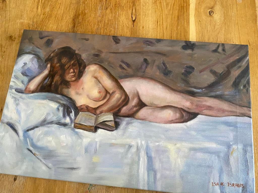 Reproductie Isaac Israels - Lezende vrouw, Antiek en Kunst, Kunst | Schilderijen | Klassiek, Ophalen of Verzenden