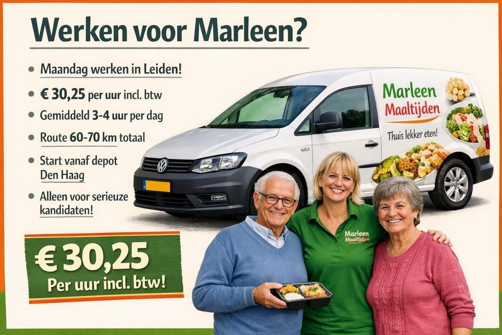 ZZP maaltijd route // route Leiden // caddy, Vacatures, 33 - 40 uur, Overige niveaus, Vanaf 10 jaar, Overige vormen