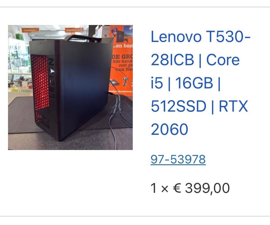 Lenovo T530-28ICB Desktop PC, Ophalen, Gebruikt, SSD, Met videokaart