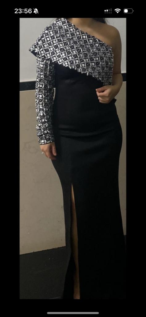 Assos Jurk Maat 34 - Zwart met Glitter Mouw, Zwart, Ophalen of Verzenden, Maat 34 (XS) of kleiner, Gedragen