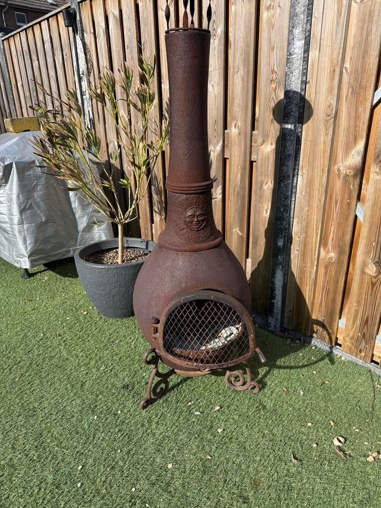 Rustieke gietijzeren terrashaard / allesbrander, Tuin en Terras, Ophalen of Verzenden, Gebruikt