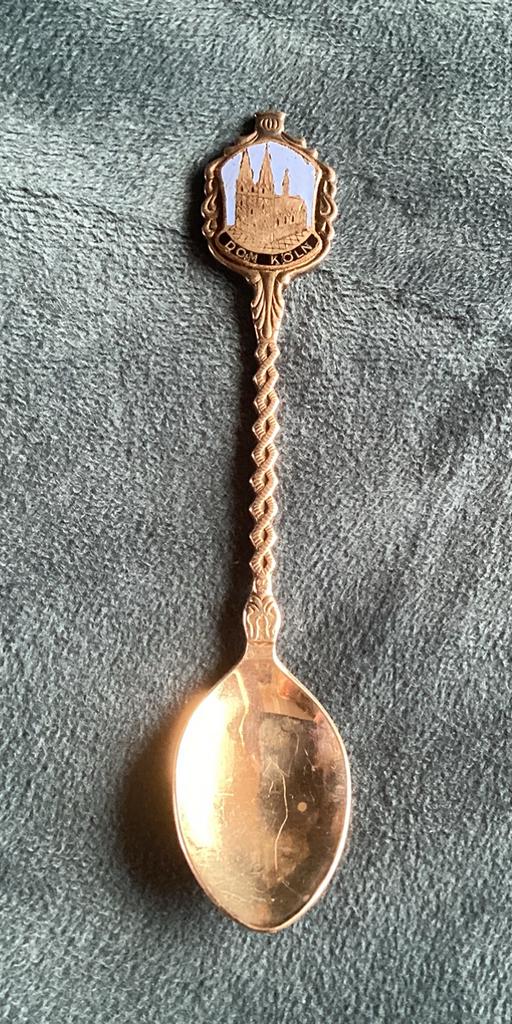 Lepeltje verzilverd Dom Köln met emaille, Ophalen of Verzenden, Zilver