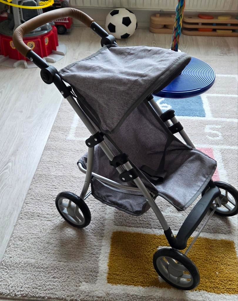 Grijze poppenwagen / poppenbuggy met zonnekap, Kinderen en Baby's, Buggy's, Ophalen, Zo goed als nieuw, Overige merken, Zonnekap