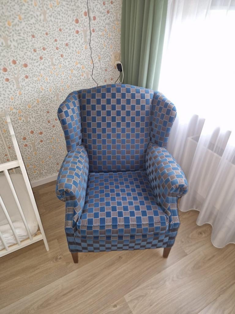 Fauteuil Blauw, Huis en Inrichting, Fauteuils, Ophalen, Gebruikt, 75 tot 100 cm, 75 tot 100 cm