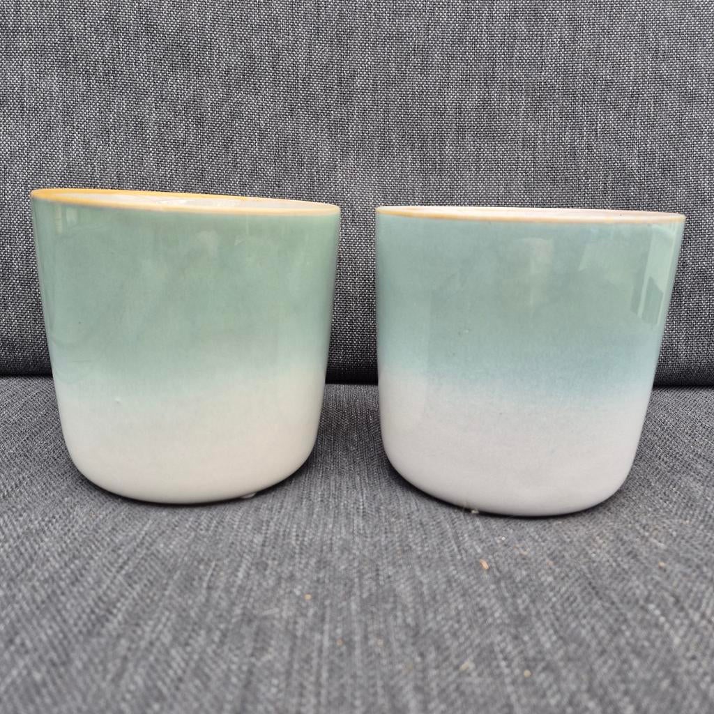 2 mooie keramieken bloempotten van HEMA maat M, Ophalen, Overige materialen, Minder dan 30 cm, Minder dan 60 cm