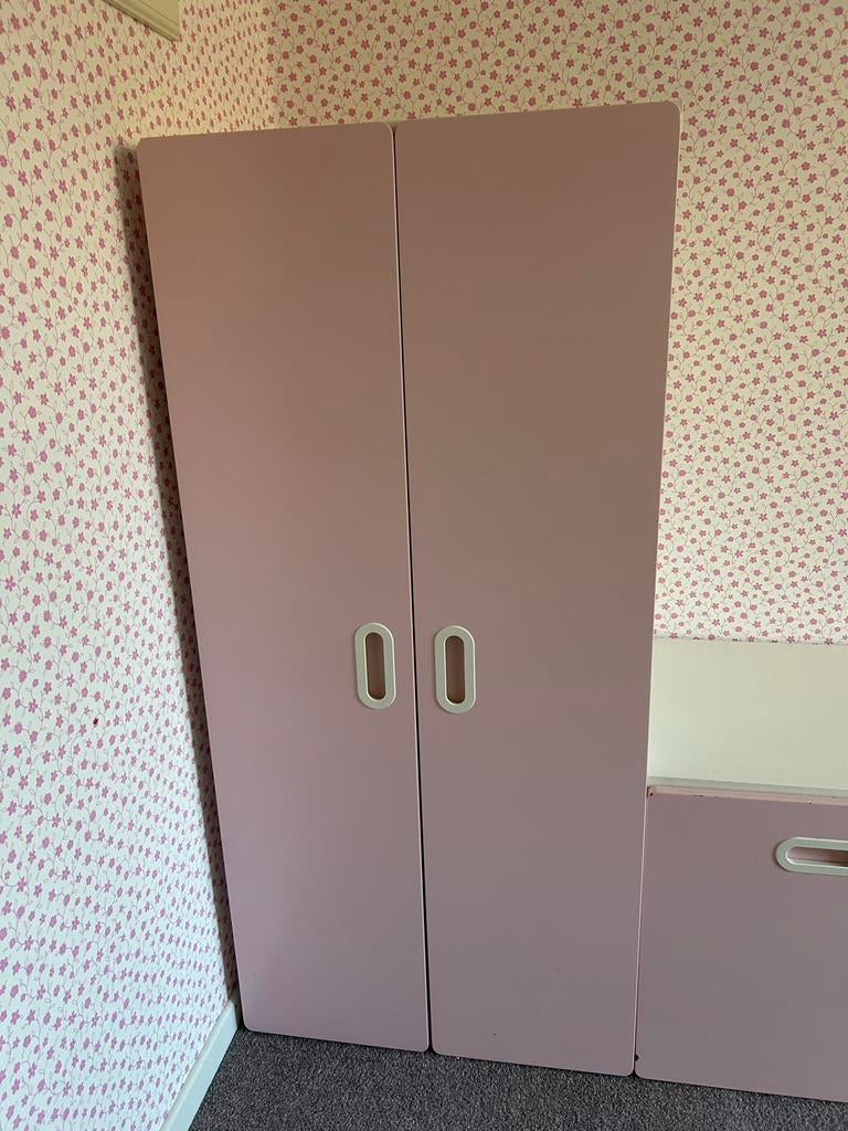 IKEA Stuva kast wit met roze deuren en lade, Ophalen, Overige materialen, Gebruikt, 50 tot 100 cm