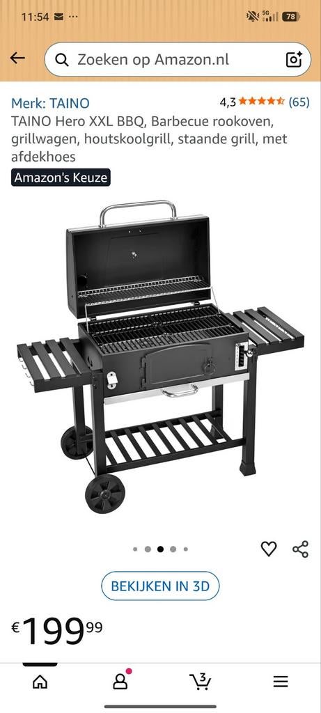 TAINO Hero XXL BBQ, Barbecue rookoven, grillwagen, houtskool, Ophalen