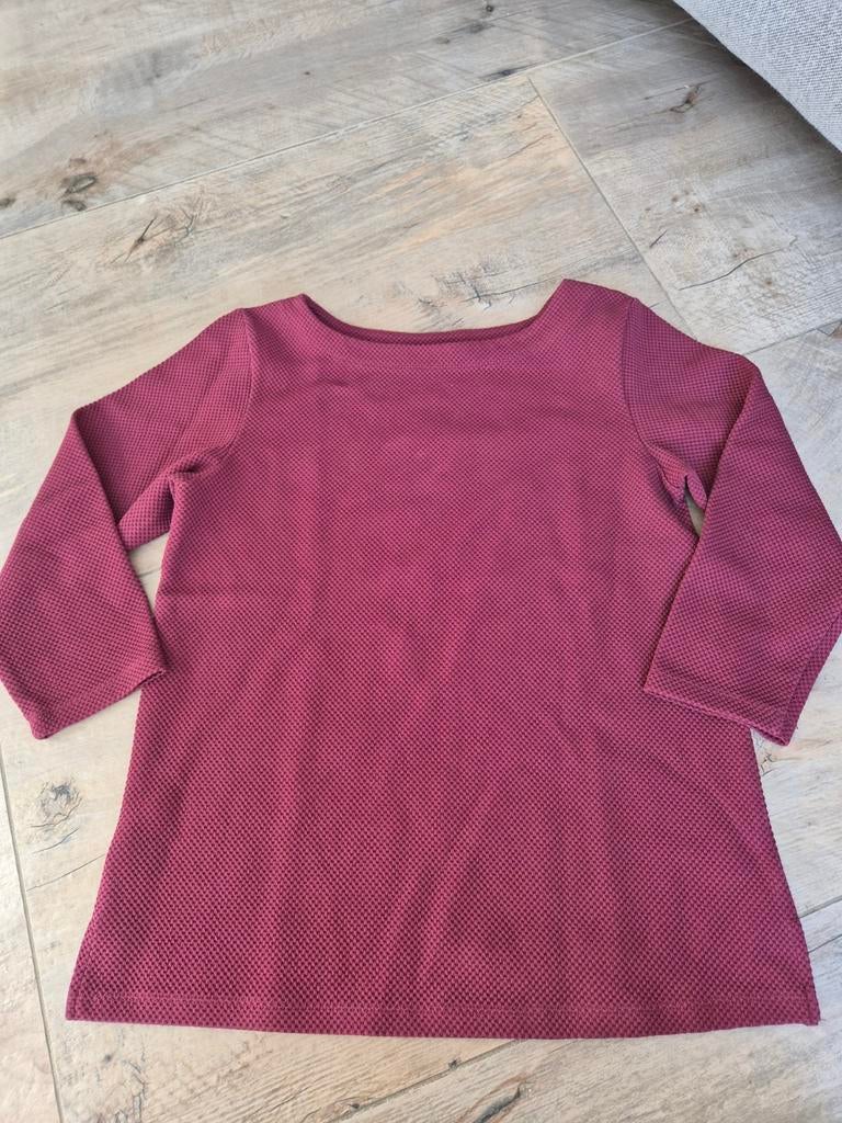 Hema Bordeauxrood shirt met driekwart mouwen, maat S, Ophalen of Verzenden, Korte mouw, Maat 36 (S), Gedragen