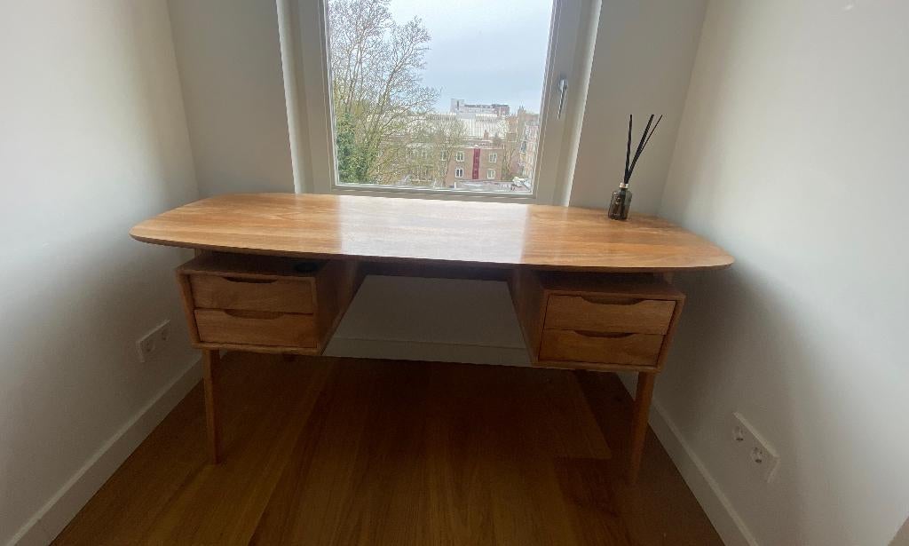 Maisons du monde hout bureau / wood desk, Ophalen, Bruin, Zo goed als nieuw, Hout