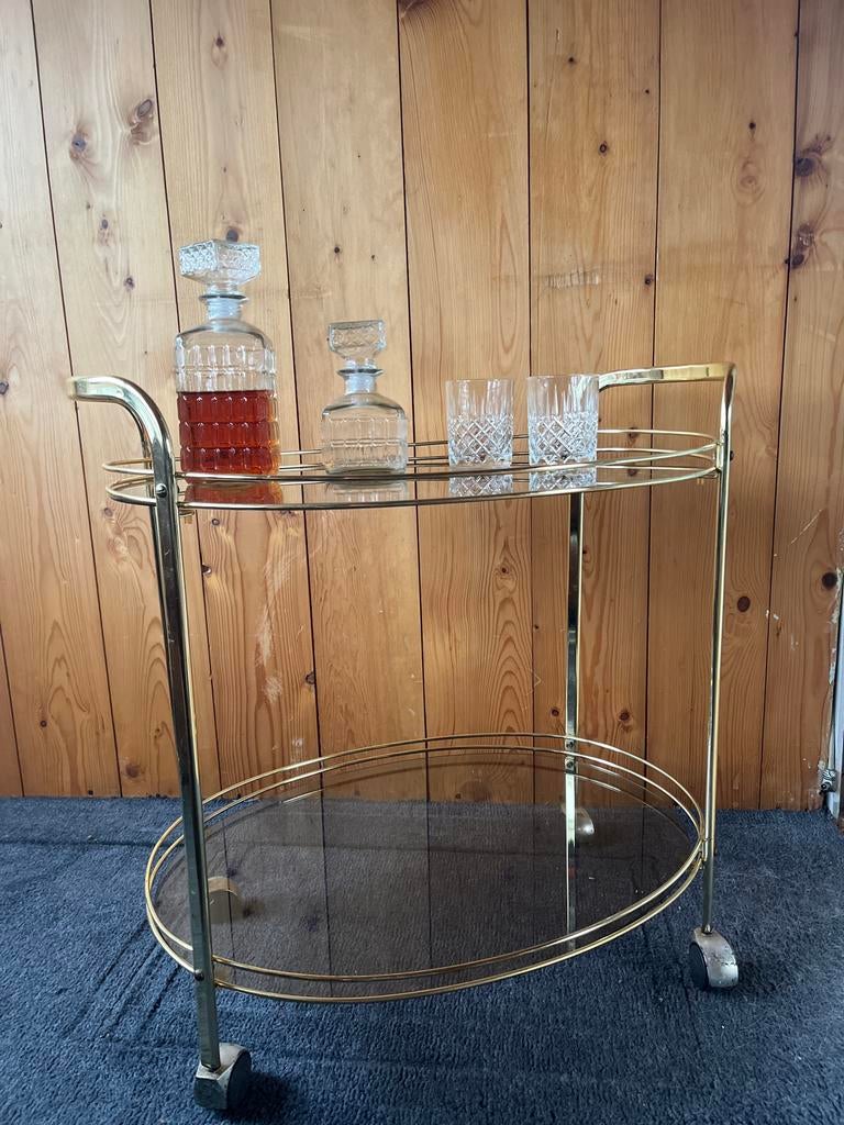 Vintage drank trolley met gouden frame, Ophalen, Gebruikt