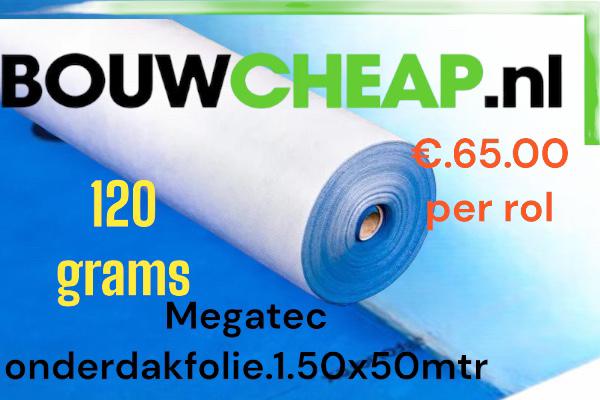 Spinvlies dakfolie 1.50x50mtr, Doe-het-zelf en Verbouw, Ophalen of Verzenden, Nieuw, Kunststof, Dakpannen