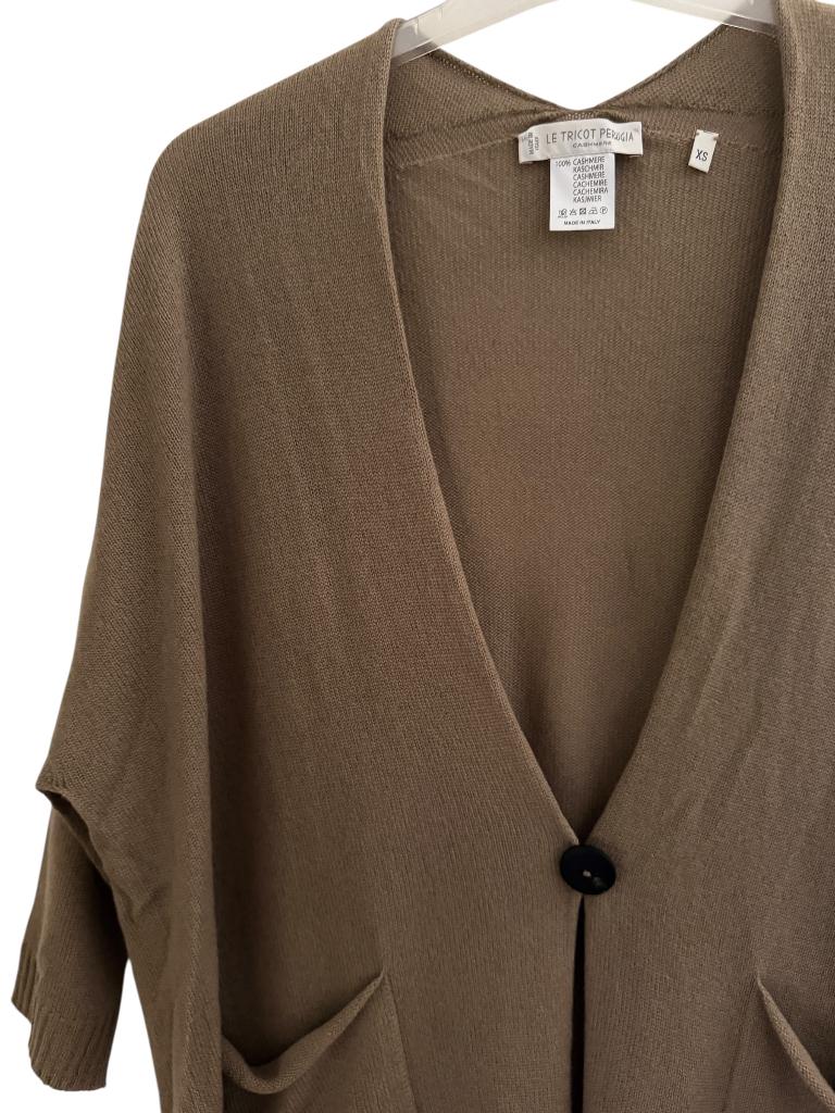 Le Tricot Perugia vest XS, Kleding | Dames, Bruin, Ophalen of Verzenden, Zo goed als nieuw, Lange mouw