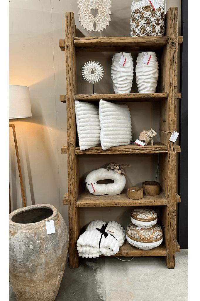 Robuuste olmhouten stellingkast / rek / boekenkast, Ophalen of Verzenden, Zo goed als nieuw