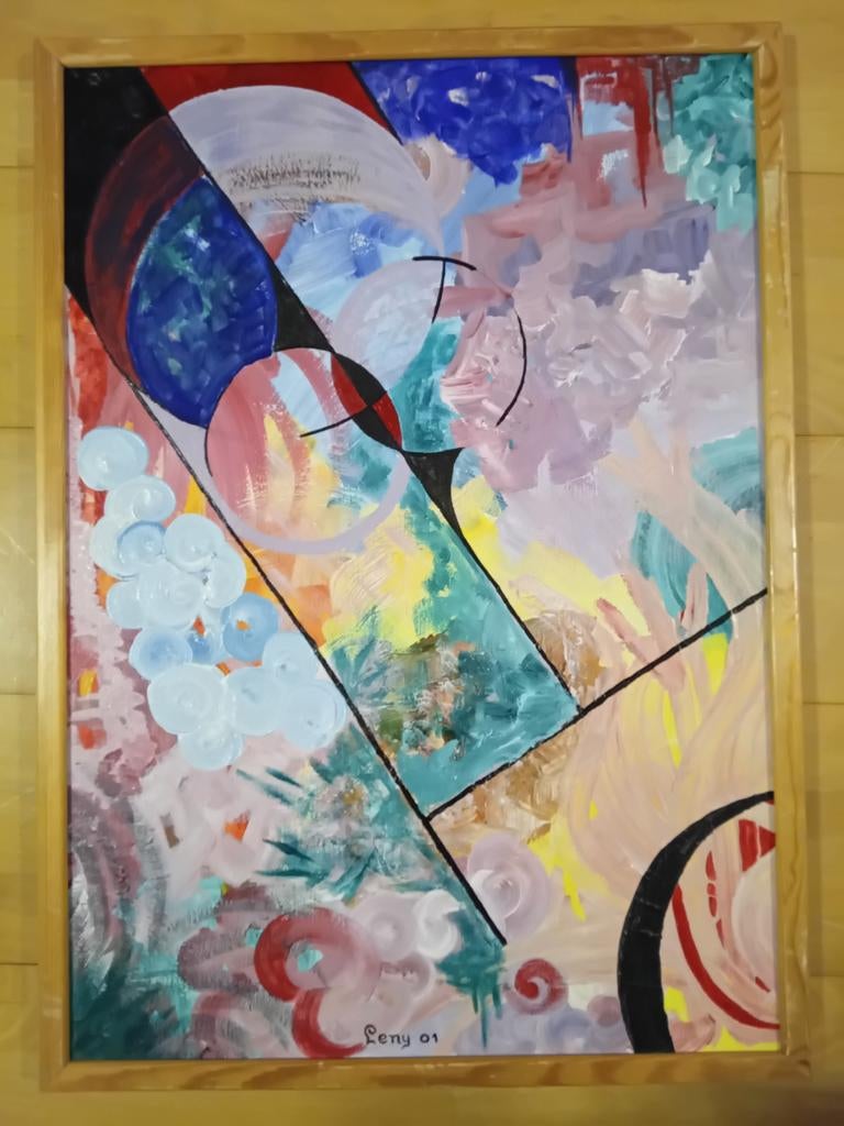 Abstract Schilderij van Leny Vermeulen, Ophalen