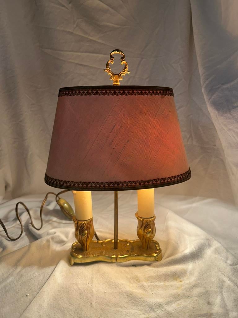 Prachtige Vintage Bouillotte Lamp – Goudkleurig – 32 cm, Ophalen of Verzenden