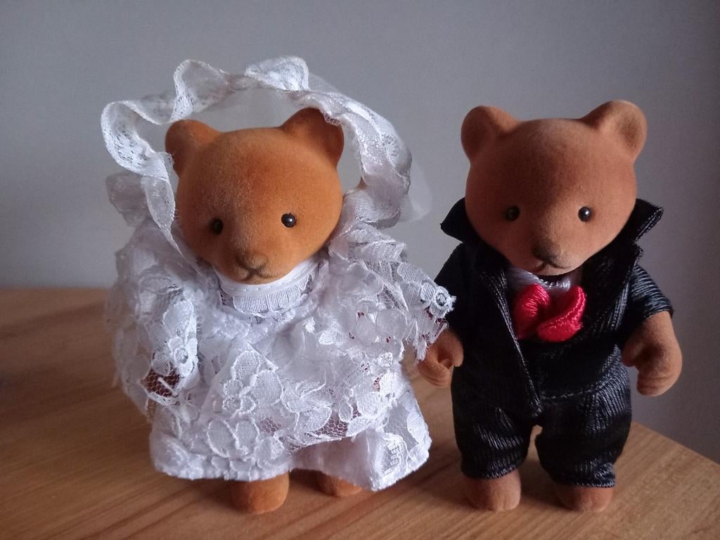 Sylvanian families vintage beren/Bärenwald bruidspaar, Ophalen of Verzenden, Zo goed als nieuw