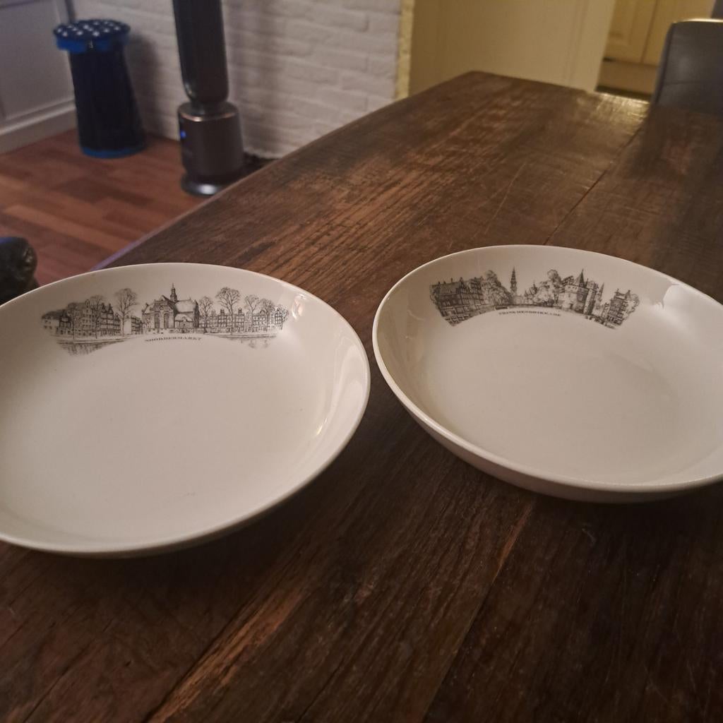 2 Amsterdamse Grachten Diepe Borden 20 cm groot, Ophalen of Verzenden
