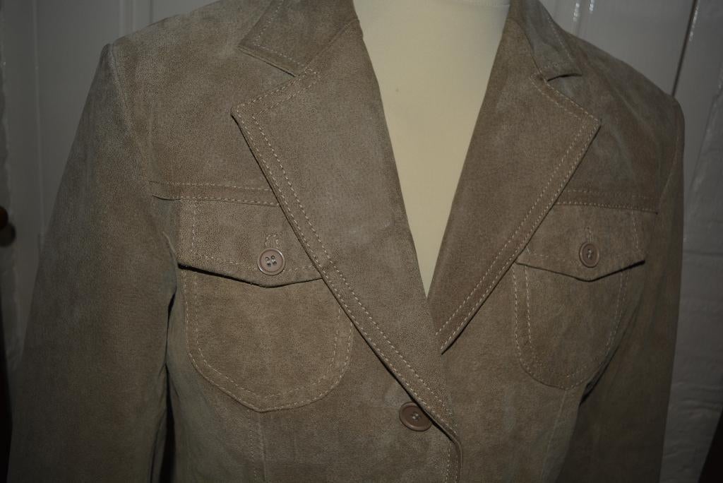 Gina Mariolano, mooi suede leren jasje, mt 46, Kleding | Dames, Bruin, Maat 46/48 (XL) of groter, Ophalen of Verzenden, Zo goed als nieuw