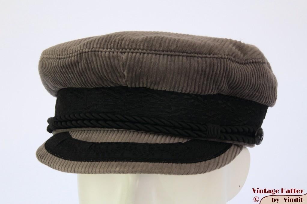 Vintage Kapiteinspet Prinz Heinrich Fiebig grijs rib 55 = S, Kleding | Heren, Hoeden en Petten, Ophalen of Verzenden, Pet, 57 cm (M, 7⅛ inch) of minder