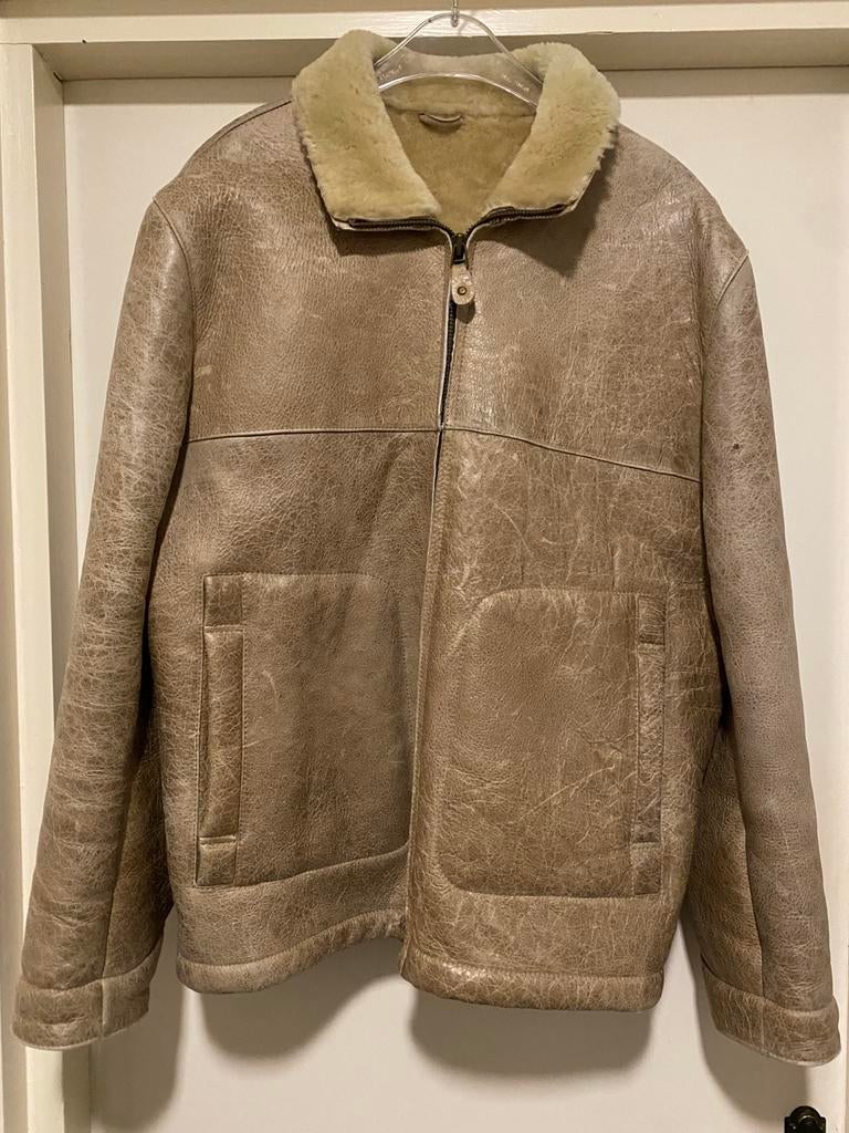 MAYS & ROSE VINTAGE LAMMY JAS 52 /40-42, Kleding | Heren, Ophalen of Verzenden, Gedragen, Maat 52/54 (L), Beige