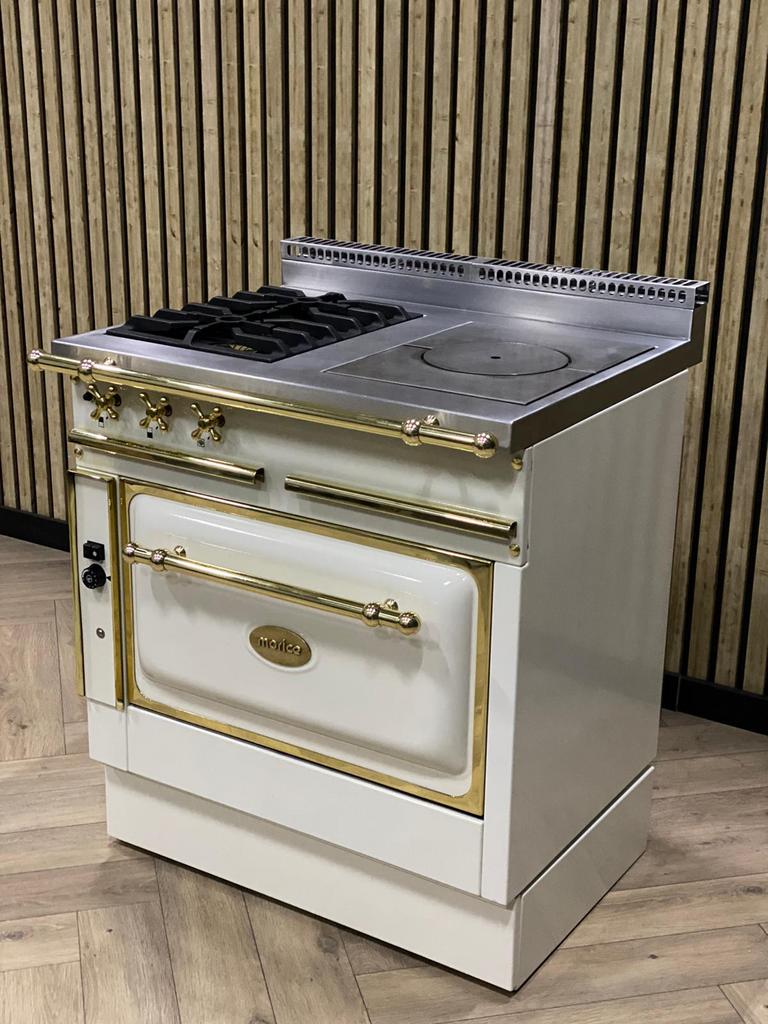 Luxe Fornuis Morice + Gasoven Uniek Showroommodel Zeldzaam, Nieuw, Grill, Vrijstaand, Gas