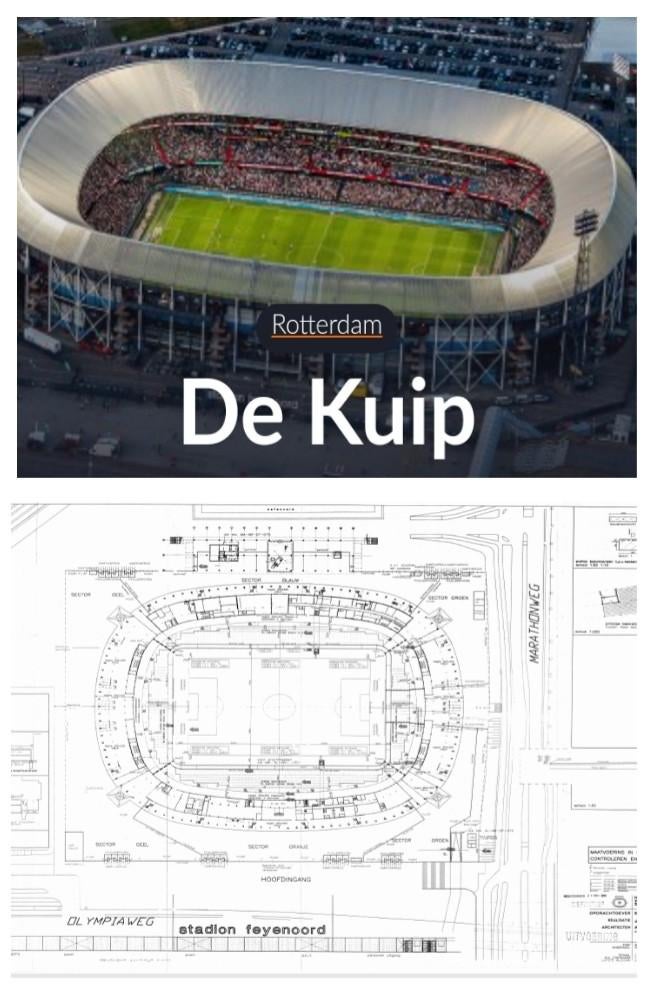 Feyenoord De Kuip bouwtekening renovatie 1994, Ophalen of Verzenden, Feyenoord