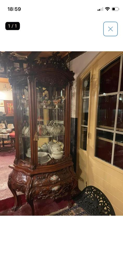 Barok vitrinekast, Huis en Inrichting, Kasten | Vitrinekasten, Zo goed als nieuw, 150 tot 200 cm, 25 tot 50 cm, 50 tot 100 cm