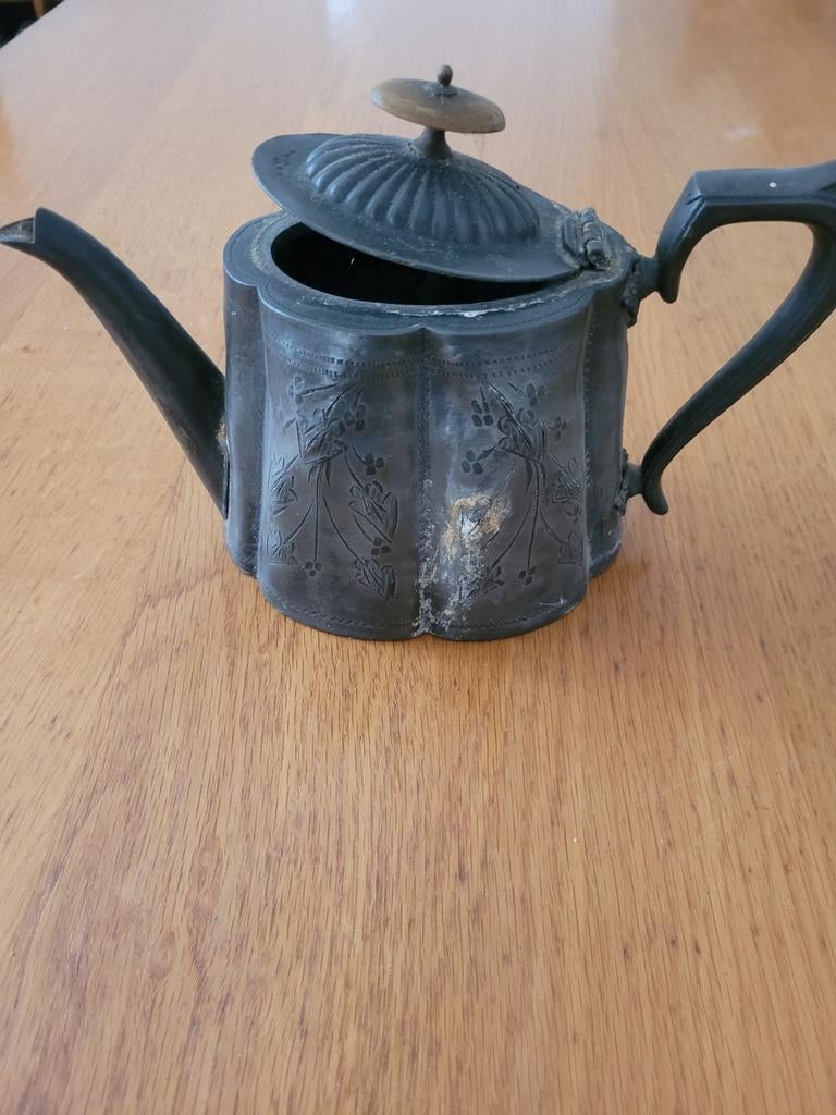 Oude tinnen theepot, Antiek en Kunst, Antiek | Tin, Ophalen of Verzenden