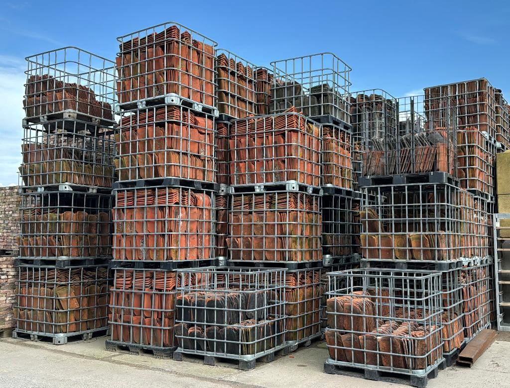 Dakpan oud Hollandse rood, gesmoord en geglazuurd + nokvorst, Doe-het-zelf en Verbouw, Dakpannen en Dakbedekking, Ophalen, Gebruikt