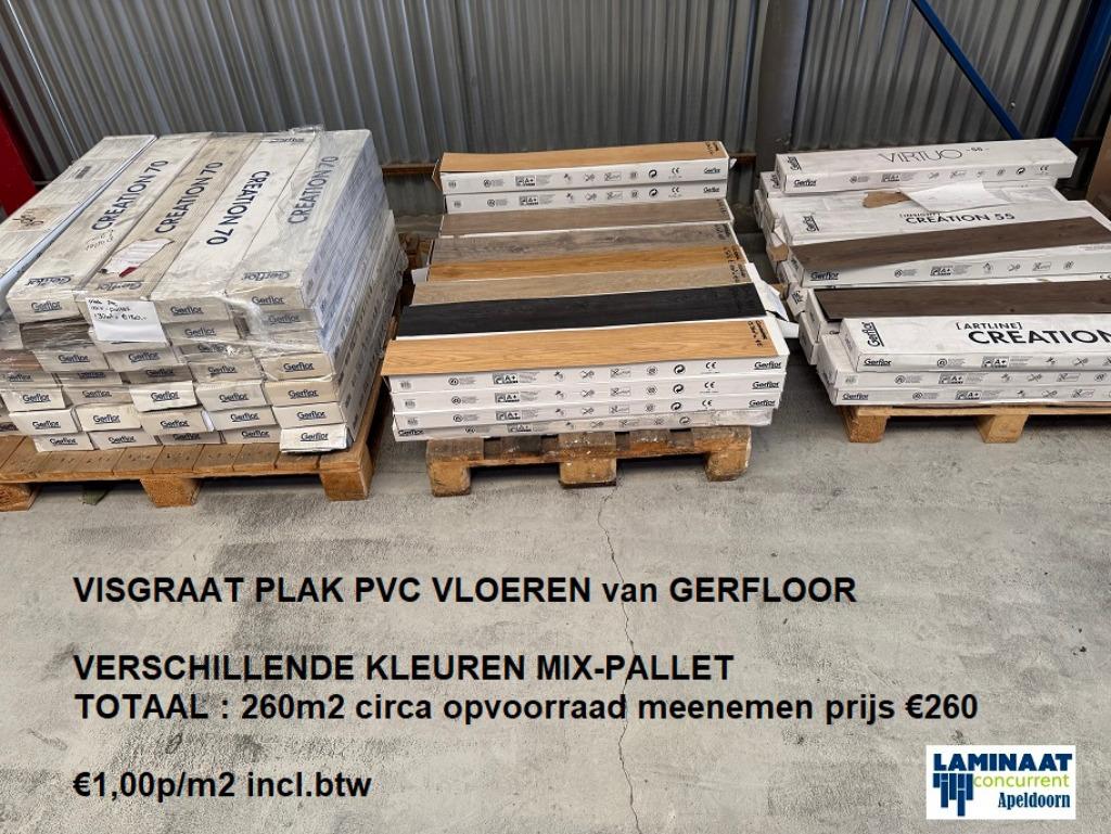 Rest Partij Visgraat Pvc Plak €1,00p/m2 | 260m2 voorraad, Ophalen, 75 m² of meer, Nieuw, Crème