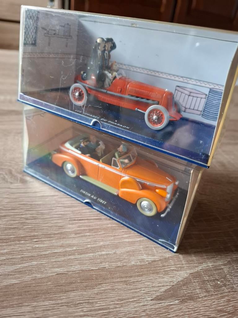 Twee Kuifje modelauto's in doos, Ophalen of Verzenden