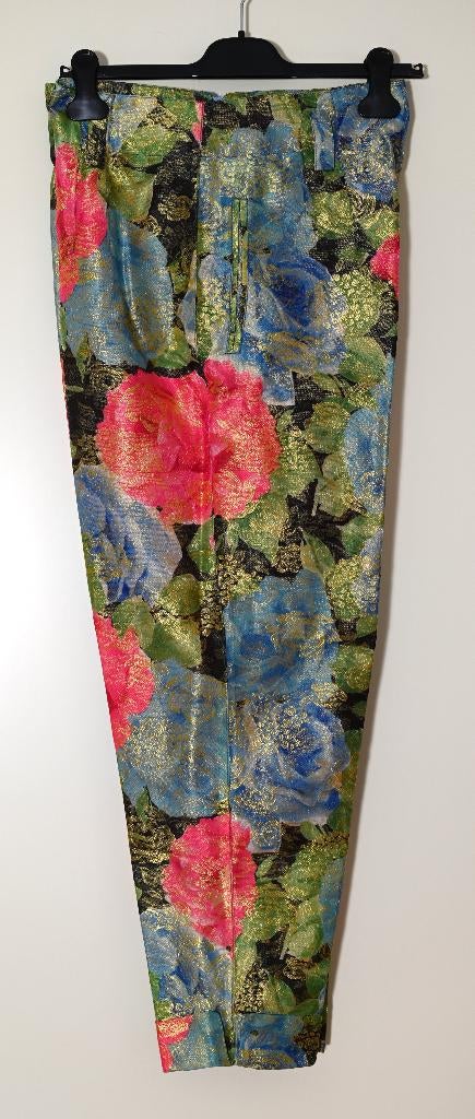 Vintage broek bloemenprint brokaat Mondi, maat 42, Overige kleuren, Mondi, Verzenden, Maat 42/44 (L)
