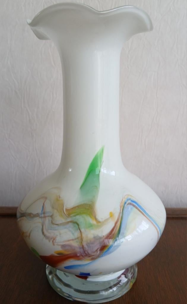 Japanse Opaline glazen Vaas Decor Florence Pop Art Jaren 70, Ophalen of Verzenden