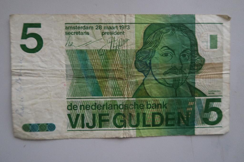 vijf guldenbiljet,28 maart 1973, Ophalen of Verzenden, 5 gulden, Los biljet